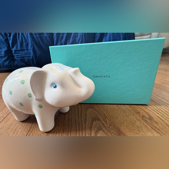 Tiffany & Co. Handpainted White Elephant Coin Bank - Picture 9 of 13